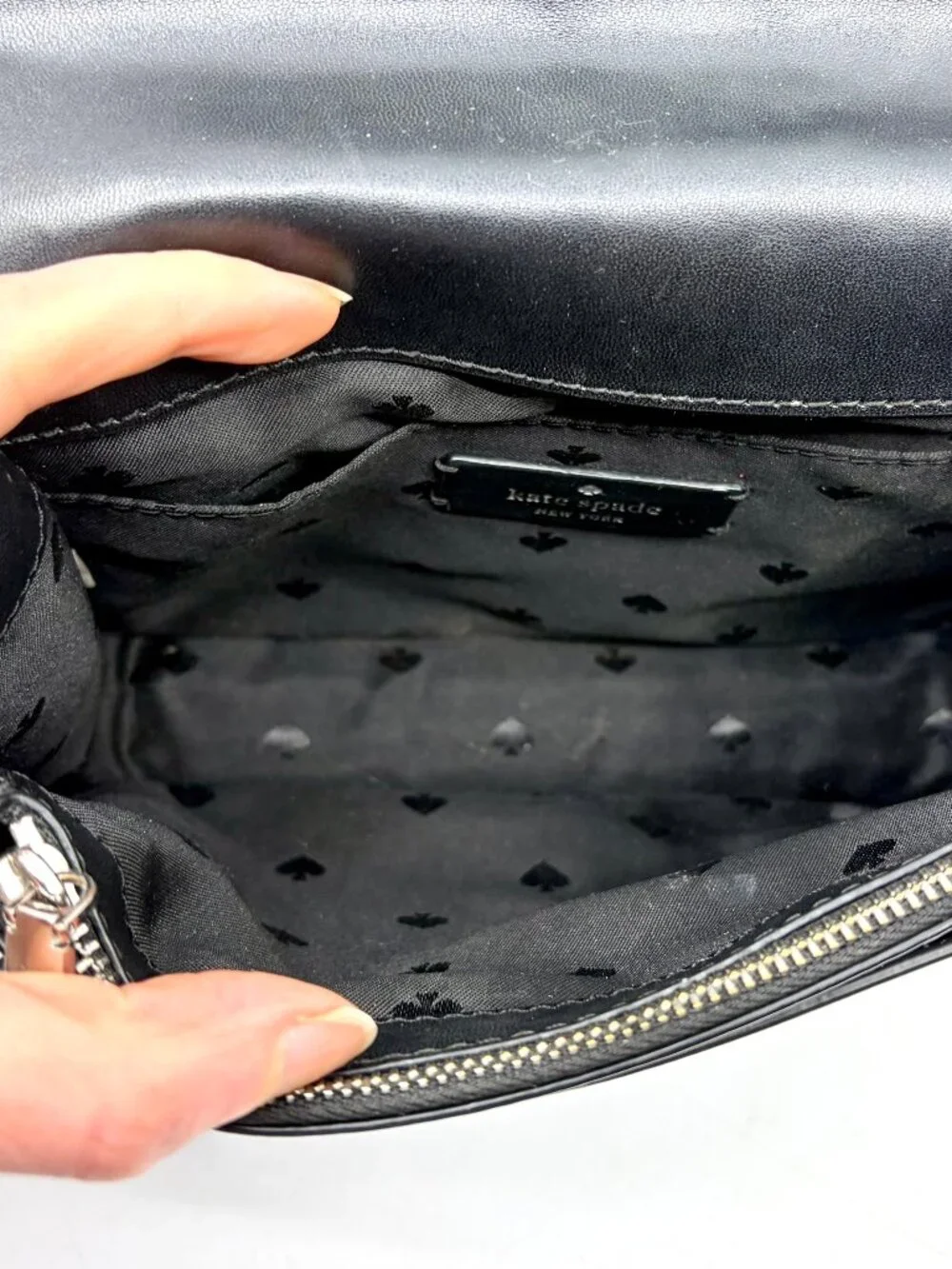 KATE SPADE~Remi Tricolor Metallic Leather Flap Chain Crossbody Bag~NAVY ICY BLUE